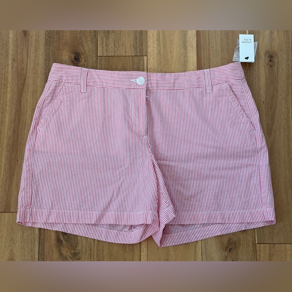Crown & Ivy size 14 pink and white striped chino pocketed shorts cotton - Picture 2 of 15